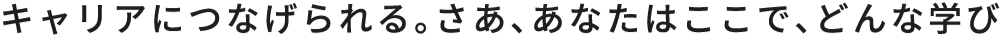 キャリアにつなげられる。さあ、あなたはここで、どんな学び